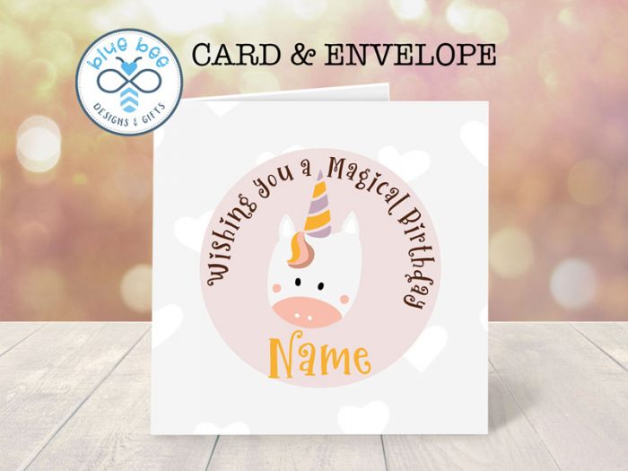 CUTE Personalised* Children's UNICORN Happy Birthday Card with  NAME